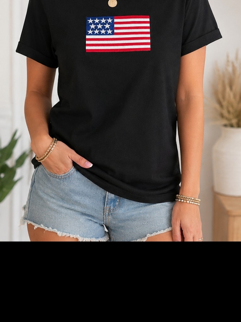 Zenana Embroidered American Flag
